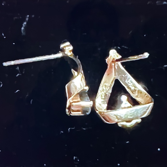 Genuine Sapphire and Diamond 14K Gold Earrings - Picture 6 of 8